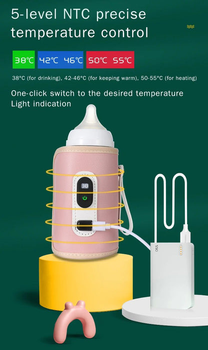 USB Baby Milk Bottle Thermal Bag Universal Digital Display Nursing Bottle Heater Portable Baby Milk Heat Keeper for Traveling