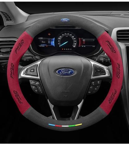 Capa de Volante de Camurça Antiderrapante para Carros Ford Mondeo Focus Raptor Puma Edge Explorer Ecosport Ranger F150 Kuga Fiesta Fusion