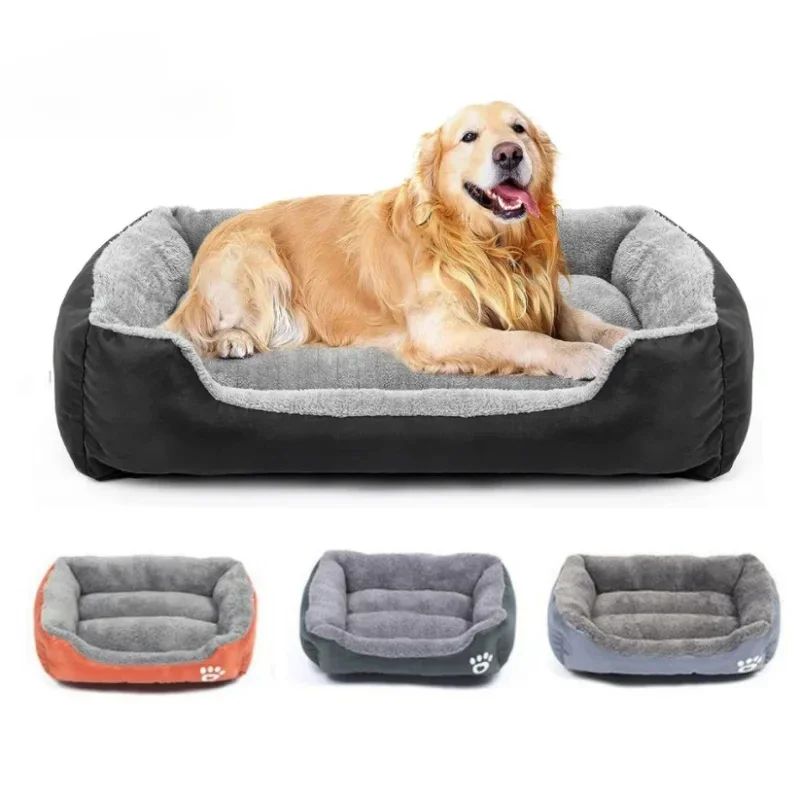 Ninho Quadrado Grande Cama para Cães de Grande Porte S-3XL Cama para Cães Pequenos e Médios Ninho de Fleece Macio Sofá-Cama Grande para Cães Casa de Gatos Quente de Inverno para Animais de Estimação