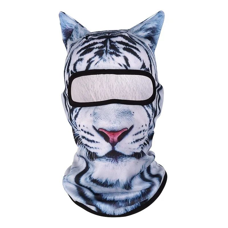 Cute 3D Cat Balaclava Full Face Hood for Men Women, Animal Ski Mask for Snowboard Motocross, Winter Warm Face Cover Gift