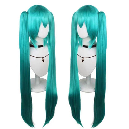 Long Synthetic Hair Clips 2 Ponytails Lolita Green Pink Heat Resistant Party Wigs Synthetic Hair Hatsune Miku Wig Cosplay