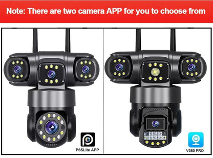 10K 20MP  WIFI IP Camera Outdoor 4 Lens 4 Screens 16X Zoom CCTV Wireless Video Surveillance Cameras 6K 12MP Security Protection