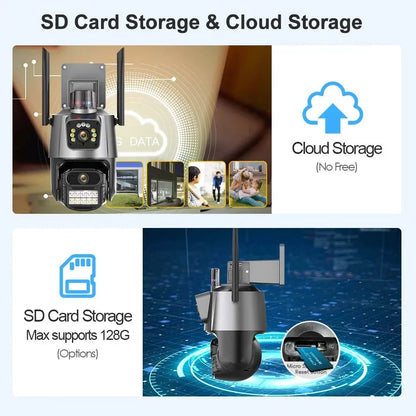 9MP Three Lens Dual Screen PTZ ICsee Alexa NVR Security CCTV WiFi Camera Outdoor8X Zoom Security Camera 4K Video Surveillance