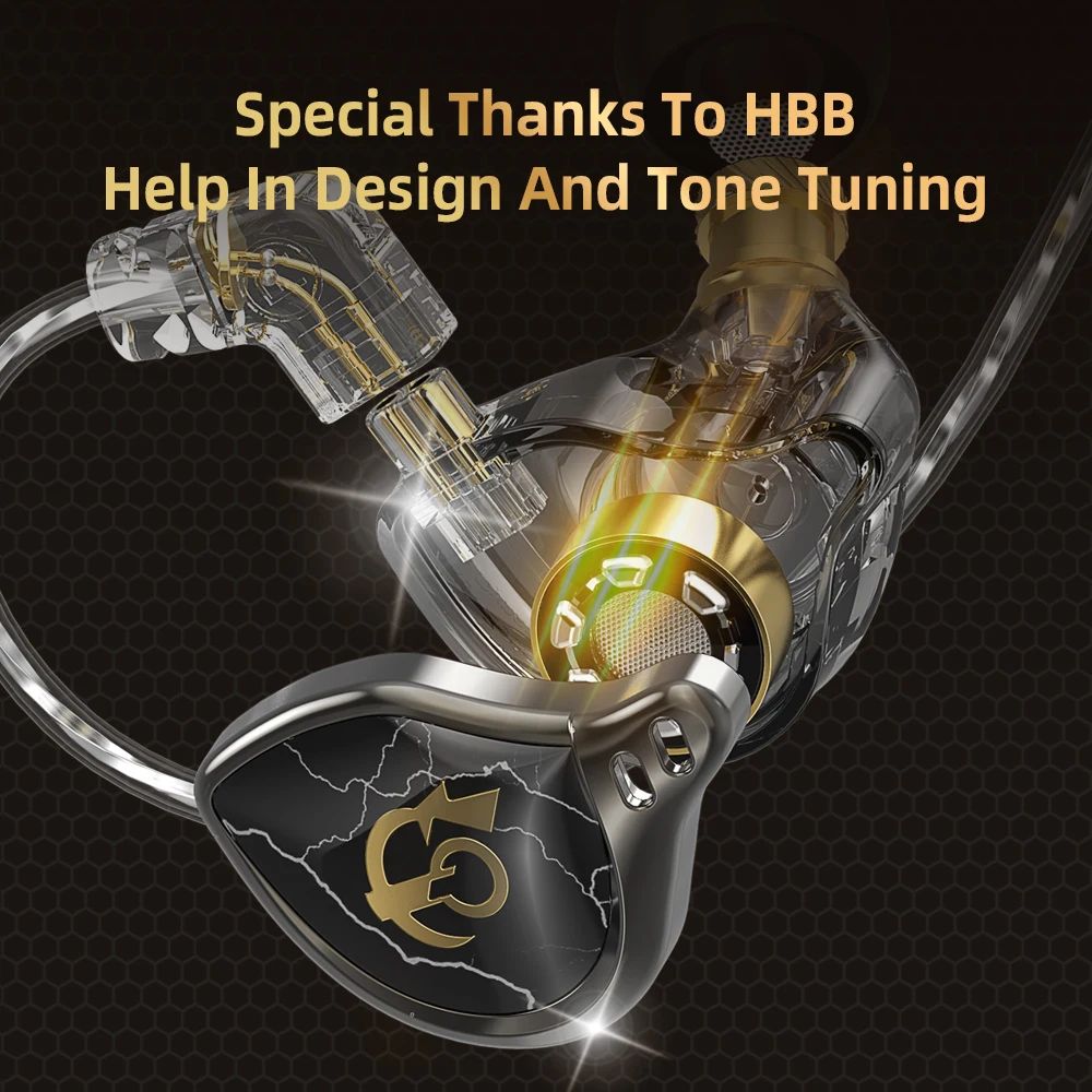 QKZ X HBB Best HiFi In Ear Wired Earphones 10mm Titanium-Coated Diaphragm Semi-open Cavity CNC Aluminum Alloy Monitor Headphone