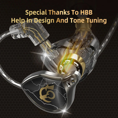 QKZ X HBB Best HiFi In Ear Wired Earphones 10mm Titanium-Coated Diaphragm Semi-open Cavity CNC Aluminum Alloy Monitor Headphone