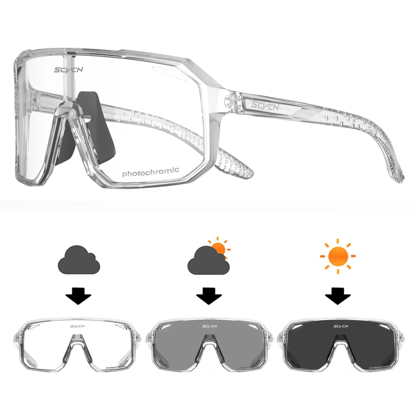 SCVCN Óculos Fotocromáticos Masculinos para Ciclismo Óculos de Sol para Mulheres Esportes Corrida MTB Óculos de Ciclismo para Estrada Mountain Bike