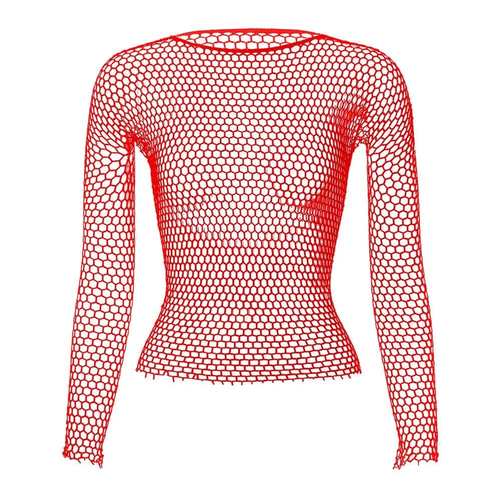 Fashion Hollow Out Basic T Shirts Mens Women Sexy Hollow Out See Through Mesh T-shirt Party Spring Vintage Slim Fit Elastic Tees