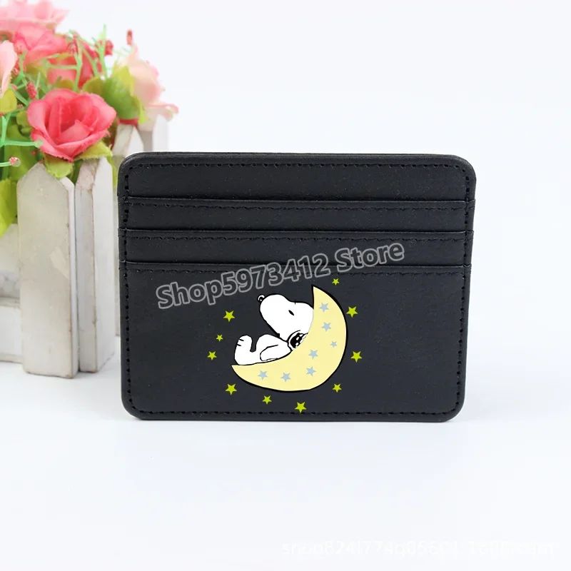 Bolsa Moedeiro Snoopy Peanuts Anime Porta Cartão de Crédito Passaporte Carteira de PU Capa para Cartões de Identificação Bolsa Presente de Aniversário para Crianças Homens Mulheres