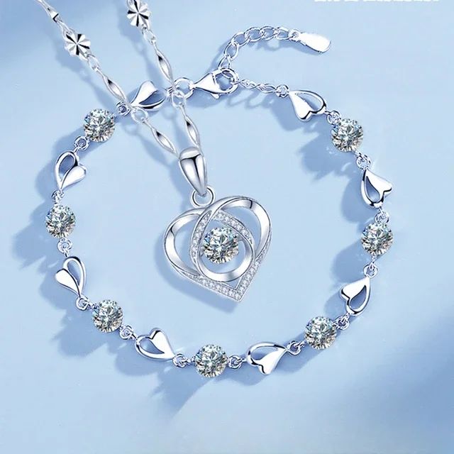 Pulseira de Luxo Coração Vazado Prata 925 Zircônia para Mulheres Joias de Festa Presentes de Moda Coreana Doce e Estilosa