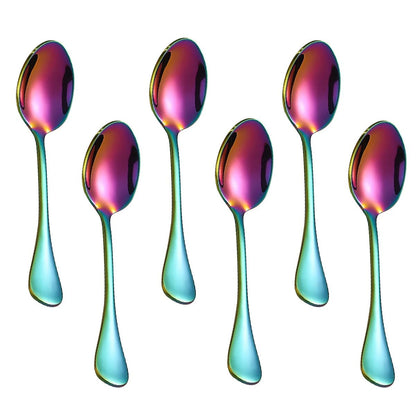 6Pcs Stainless Steel Coffee Spoon For Dessert Ice Cream Stirring Tea Small Spoons Kitchen Accessories Mini Gold Spoon Set