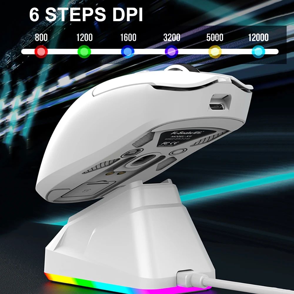 X11 PAW3311 Mouse Sem Fio Tri-Modo Mouse Bluetooth Mouse Gamer 12000 DPI RGB Base de Carregamento Magnético por Toque BT/2.4G/Com Fio