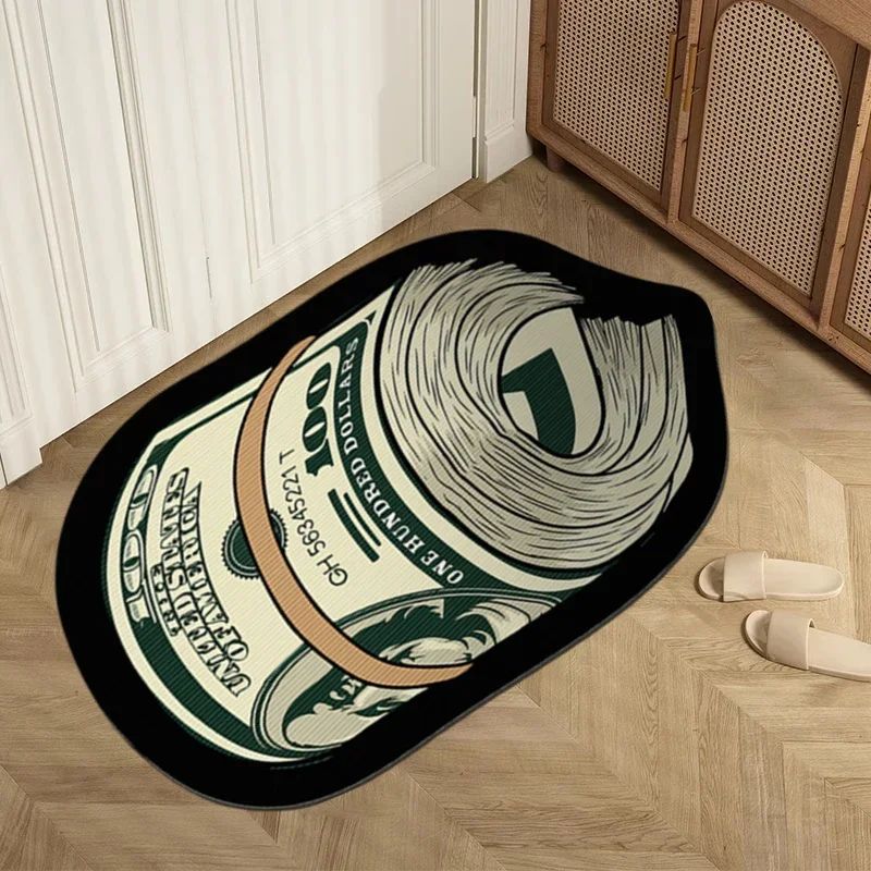 VIKAMA Upgraded Material Personalized Creative Dollar Simulated Money Carpet Living Room Bedroom Kitchen Bathroom Art Rug Mat