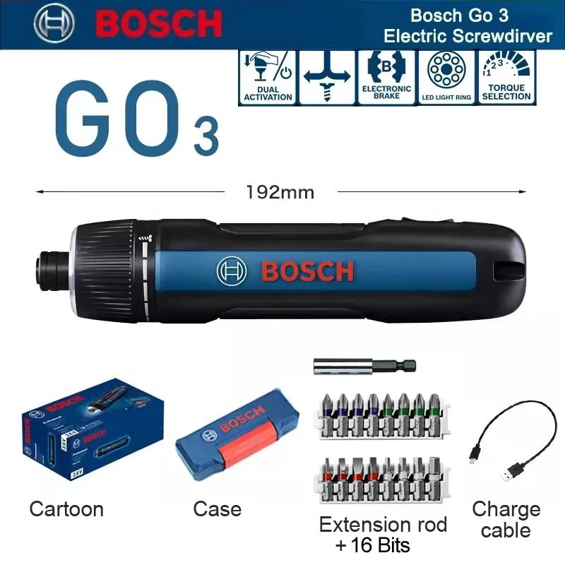 Parafusadeira Elétrica Bosch GO 3 3.6V 5Nm Parafusadeira Recarregável sem Fio GO3 Bosch Ferramenta Elétrica Multifuncional