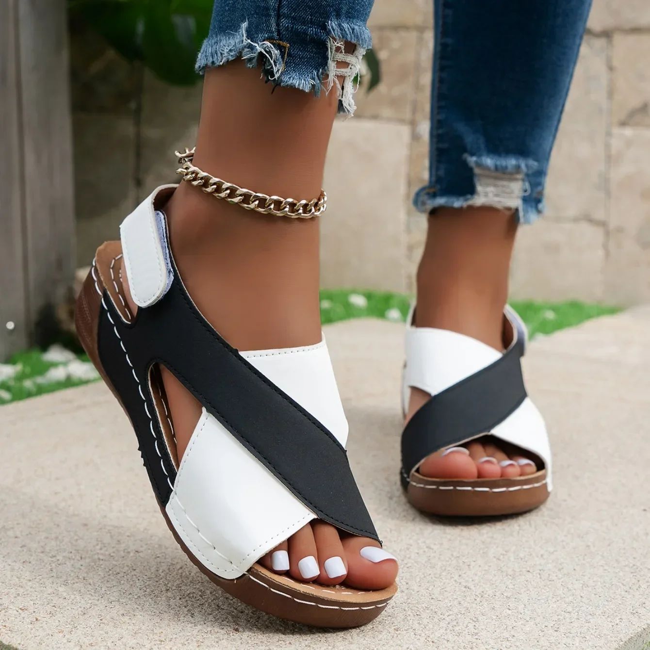 Women Wedges Sandals Summer New Fashion Sandals Lightweight Casual Sandals Shallow Outdoor Beach Shoes Women Sandalias De Mujer