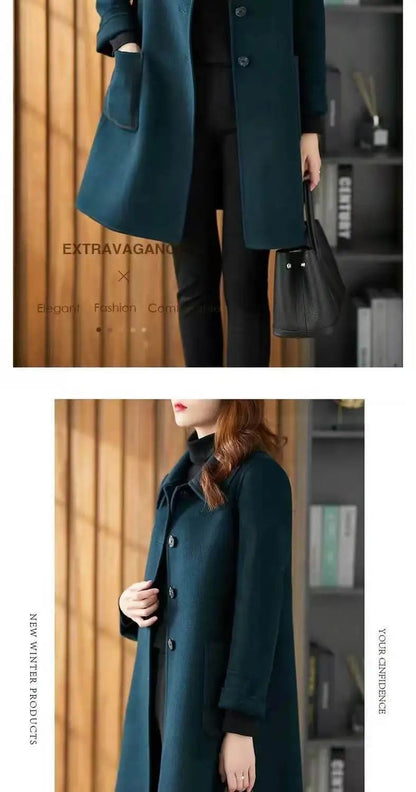 Fashionable Age-Reducing Double-Sided Woolen Coat Medium-Length 2024 Spring New Loose-Fit Slimming Woolen Jacket For Women