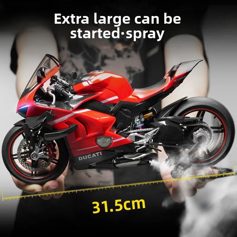 Spray de Fundição 1:6 Ducati V4 Moto Liga Modelo Coleção Miniatura Voiture Ornamento Namorado Presente Decoração de Casa Brinquedo Veículo