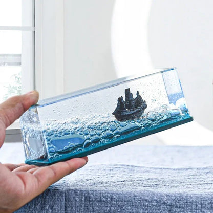 Float Titanic Ship Fluid Liquid Drift Bottle Black Pearl Barco Figure Ship Boat Decor Living Room Decoration Desk Accessories