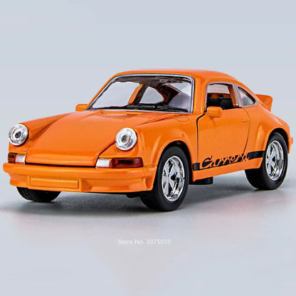 1:36 Porsche 911 Carrera 1974 Modelos de Brinquedo Liga de Fundição Carros 4 Portas Abertas Luz Som Veículos em Miniatura Brinquedos Educacionais para Meninos