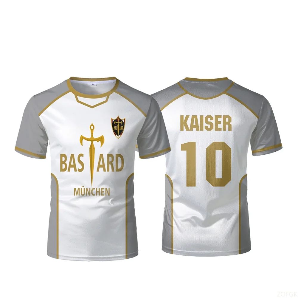 2025 New Blue Lock Anime Bastard Mnchen Jersey White Maillot Men's Football T-shirt Kaiser Isagi Cosplay Tops Breathable Sports
