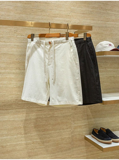 Ramie cotton blend comfortable and breathable summer drawstring casual linen shorts