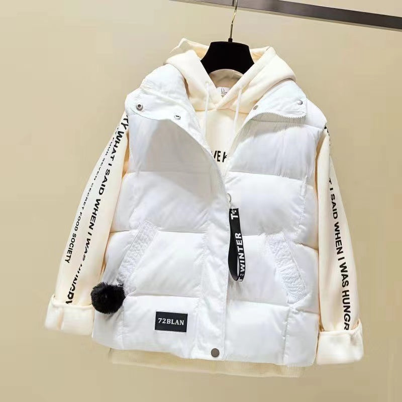 2024 New Autumn Winter Solid Loose Vest Women Down Cotton Vest Female Warm Sleeveless Short Coat Jacket Windproof Warm Waistcoat