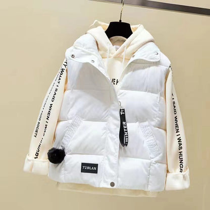 2024 New Autumn Winter Solid Loose Vest Women Down Cotton Vest Female Warm Sleeveless Short Coat Jacket Windproof Warm Waistcoat