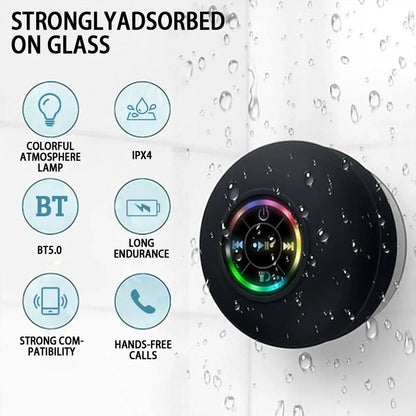 Alto-falante Bluetooth Sem Fio Portátil LED IPX4 À Prova d'Água Alto-falante para Banheiro Externo com Ventosa Grande Mini Caixa de Som Estéreo