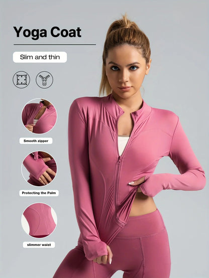 S-3XL New Style Workout Jacket Women Seamless Sports Outerwear Yoga Running Coat Stretchy Zip Up Gym Wear Slim Fit Breathable