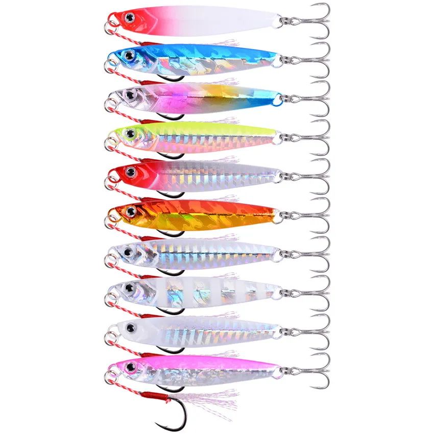 3/5/8 unidades de iscas de pesca de metal Jig Set 7g 10g 14g 21g 28g 40g Iscas de Jigging de arremesso em costa marítima Colher isca artificial de água salgada