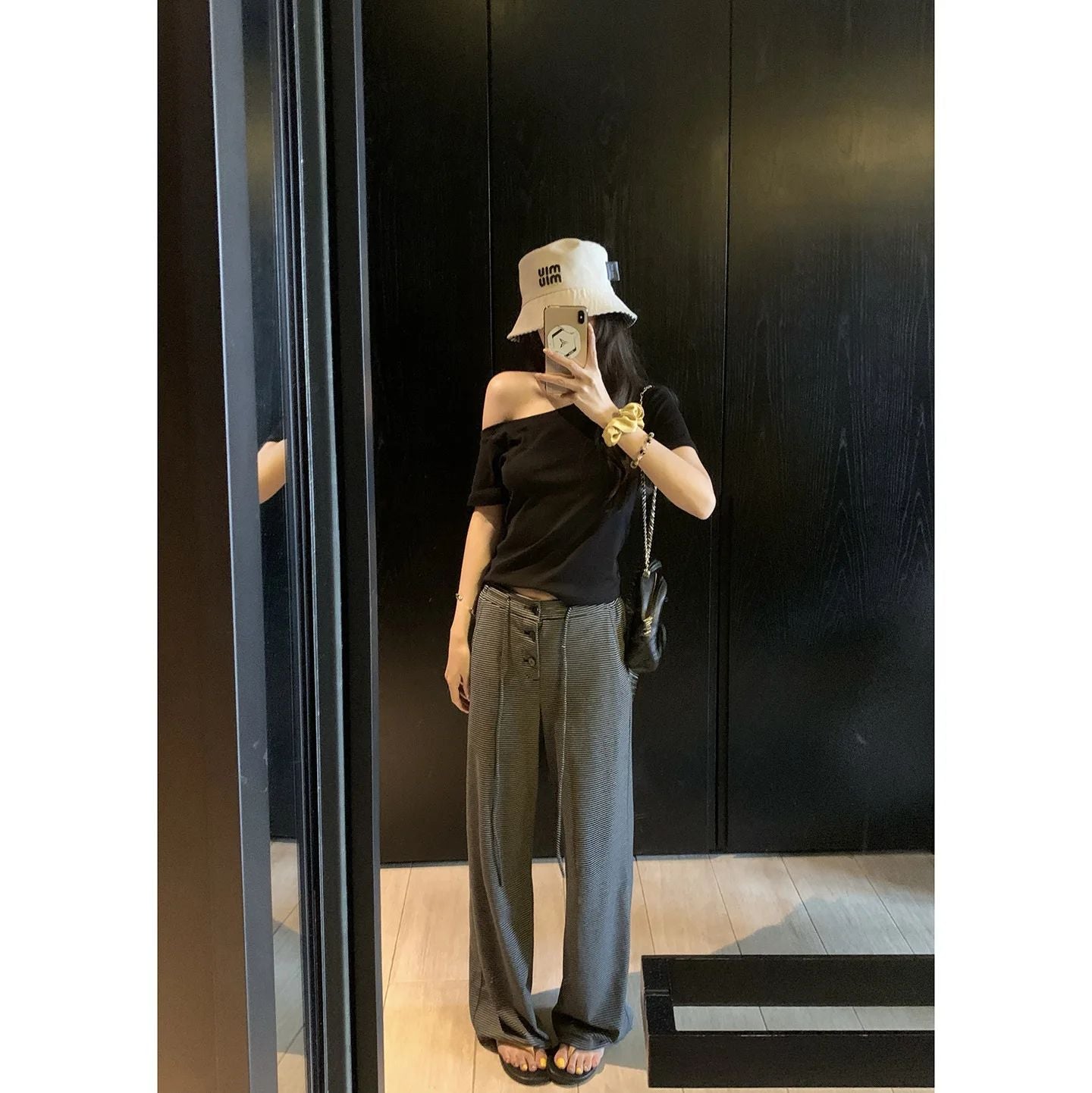 Baishiwang Silk Blend Knitted Pants Women's Summer Loose Casual Drape Long Striped Trousers Versatile Comfortable Long Pants