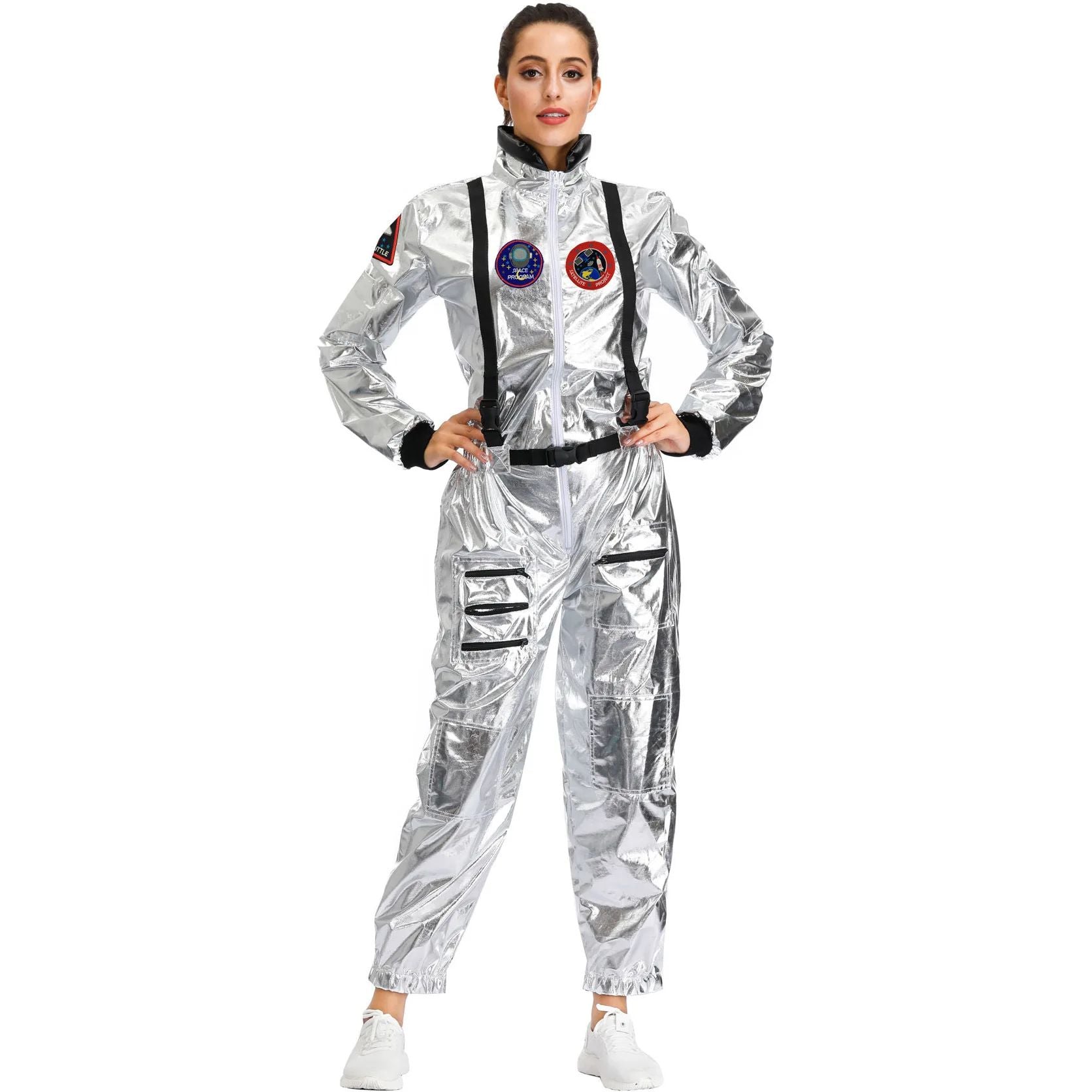 Astronaut Costume Spacesuit Silver Spaceman Men Women Space Suit Halloween Christmas Performance Spacesuit Costume Party Gift