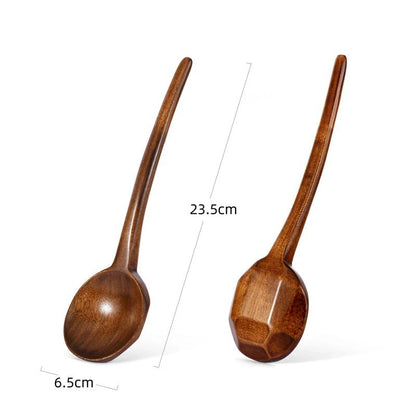 Colher de Madeira para Ramen Sopa Colher Grande Cabo Longo para Servir Misturar Cozinhar Concha de Madeira Utensílios de Cozinha Talheres de Restaurante