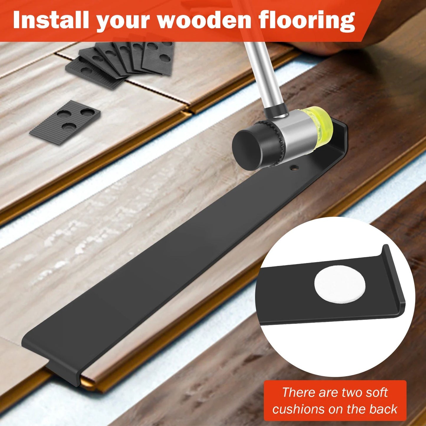 Kit de Instalação de Piso Laminado de Madeira 23 Peças Ferramenta Completa para Piso Laminado com Martelo de Dupla Face e Ferramenta de Barra de Tração Pesada