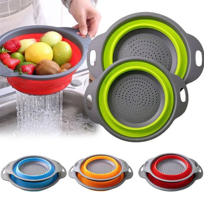 Cesto de Drenagem Dobrável de Silicone Cesto de Lavar Frutas e Vegetais Coador Dobrável Escorredor Dobrável Ferramenta de Armazenamento de Cozinha