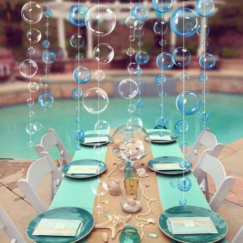 2m Bubbles Circle Garland Banner Under The Sea Themed Party Decor Starfish Jellyfish Wall Hanging Mermaid Birthday Supplies