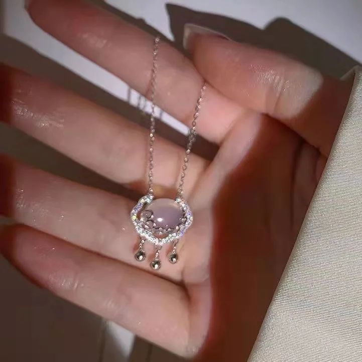 Colar de Prata Esterlina 925 com Zircônia Redonda Estilo Minimalista Charm Choker Pingente Presente de Festa para Joias Finas Femininas