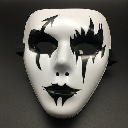 Halloween Props Masquerade Performance Full Face Mask Hand-painted White Street Dance Adult Eye Mask Death Clown Black Gold