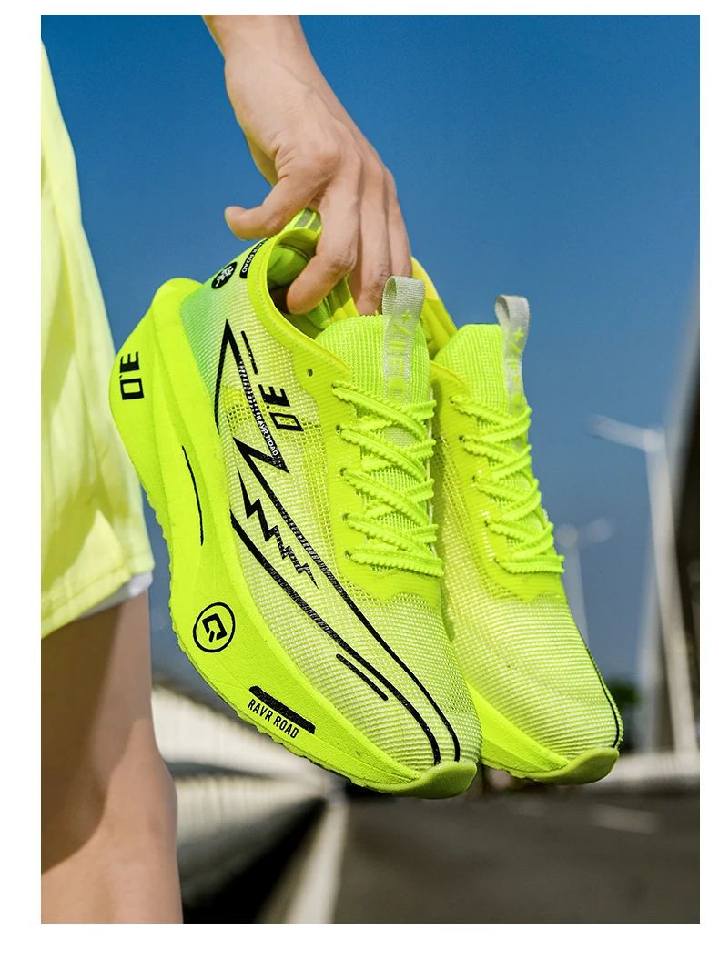 Tênis de Borda de Carbono Masculino Antiderrapante Acolchoado Confortável para Corrida e Treinamento Tênis de Malha Casual para Mulheres