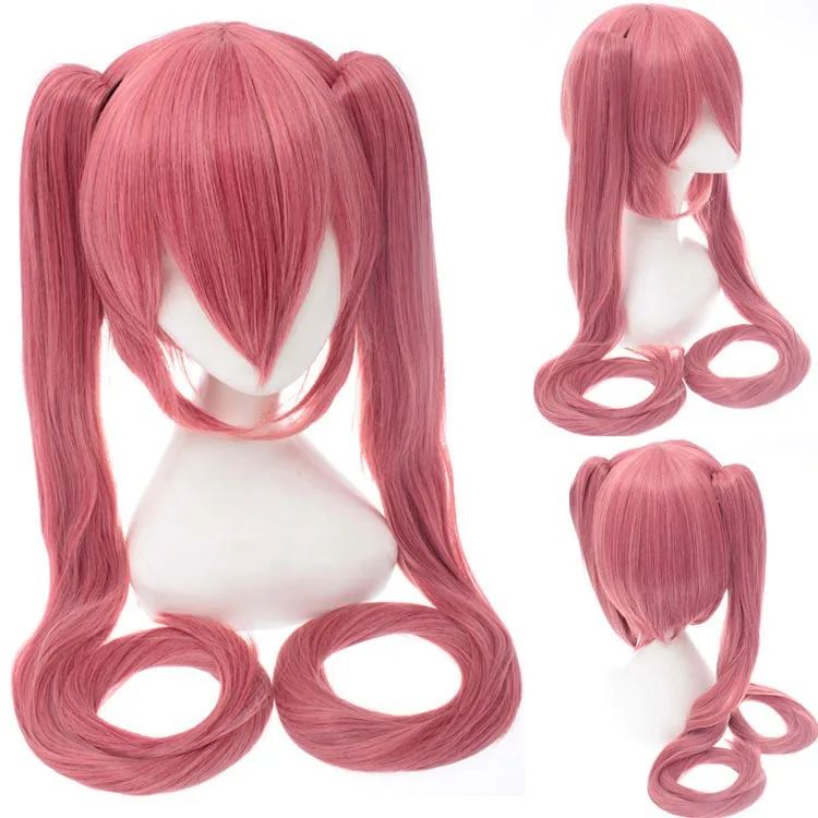 Peruca Cosplay Mi Ku de 28 Cores Longa Resistente ao Calor Cabelo Sintético com Rabos de Cavalo com Clipes Perucas para Festa de Halloween + Touca de Peruca Snow Mi Ku