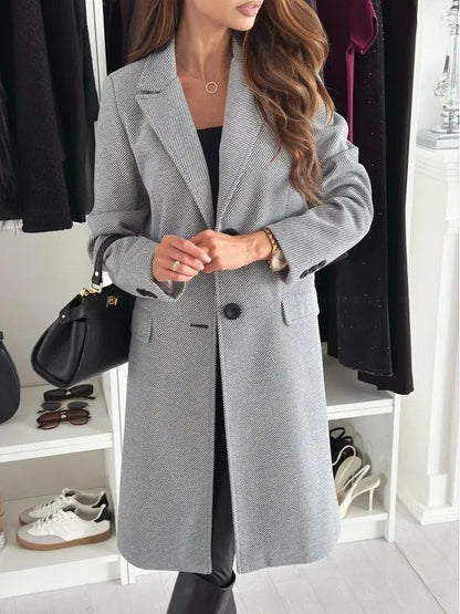 Hot Sale Of The Season Autumn Winter Simple Long Sleeve Solid Color Single Button Woolen Coat Women's Fashionable Elegant Outerw