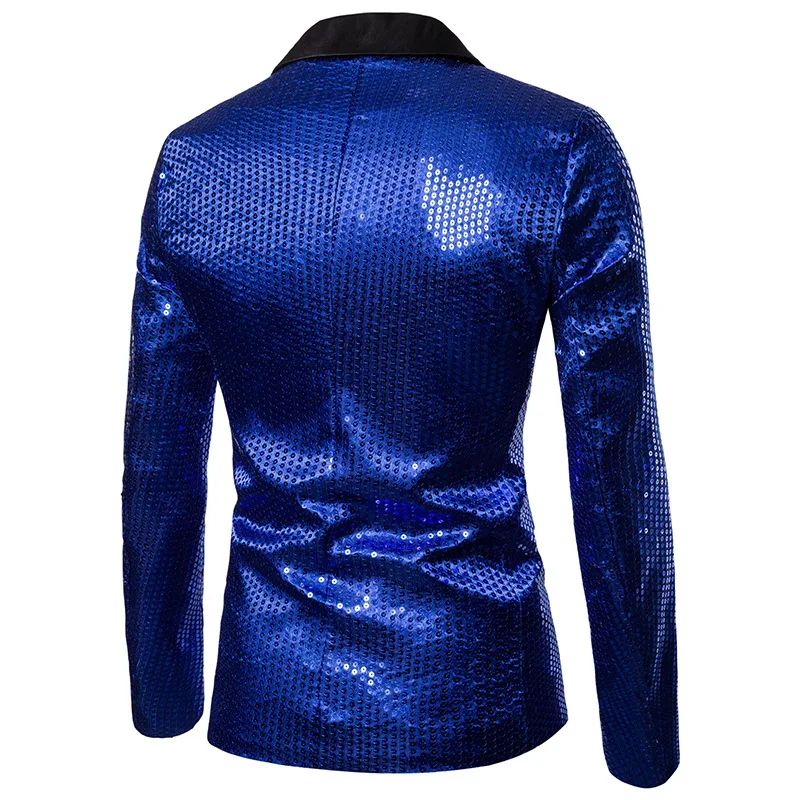 New Fashion Black Sequin Mens Shiny Suit Jacket One Button Blazer For Male Nightclub Singers Stage Dress Blazers Chaqueta Hombre