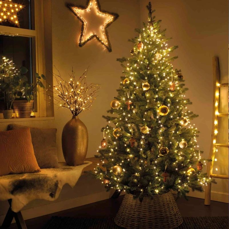 1.5M/2M/3M LED Ring Christmas Tree Tops Lights Decoration Tree Lights String for Patio Garden Outdoor Waterproof Waterfall Light