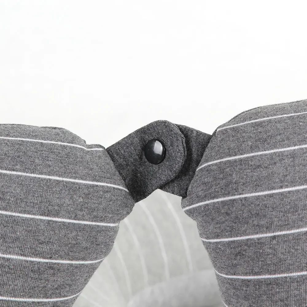 Memory Foam U-Shaped Travel Neck Pillow with Cooling Stripe Design - Cotton Linen Pillowcase for Airplane, Office & Home Support