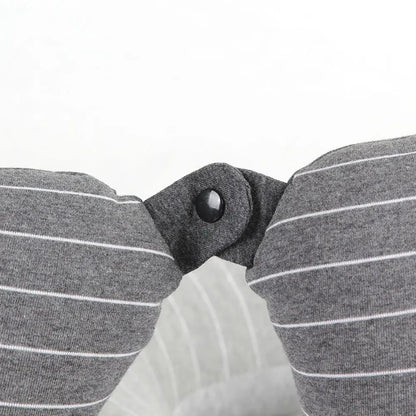 Memory Foam U-Shaped Travel Neck Pillow with Cooling Stripe Design - Cotton Linen Pillowcase for Airplane, Office & Home Support