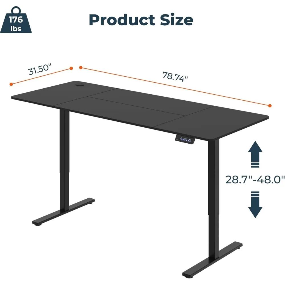 Adjustable Standing Desk, Large 79x31 Inches Standing Desk with Cable Management, Height Adjustable Home Office Computer Desk