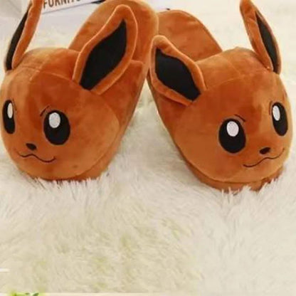 Pokémon Desenho Animado Pikachu Pelúcia Algodão Anime Sapatos Sapatilhas Rasas de Veludo Sapatos de Costura Pantufas Fofas de Casal Pai-Filho