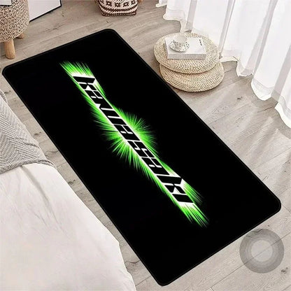 Garage Mat Motorcycle Carpet Racing Cool Moto Display Kawasaki Carpet for Kawasaki Motorcycle Area Rug Anti-slip Floor Decor Rug