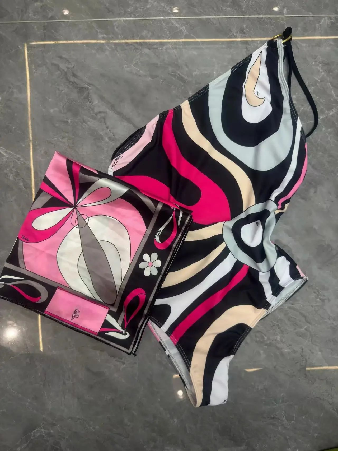 Melphieer Inspired 2025 colorful bikini women scarf swimwear sarong swimsuit headband beachwear striped bathing suit