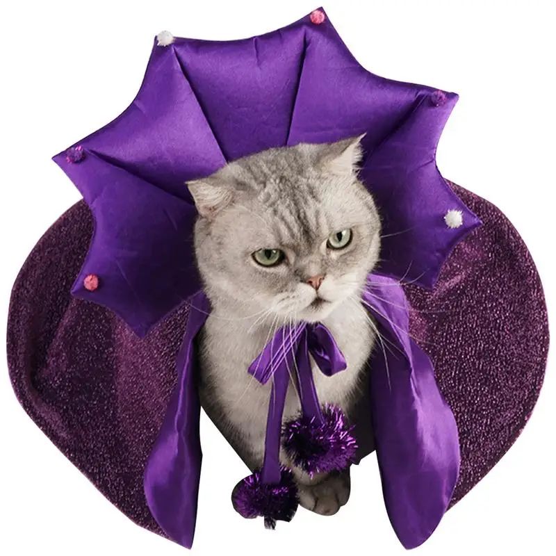 Fantasia de Gato de Halloween, Roupa de Gato Confortável de Bruxo, Fantasia de Cachorro de Bruxa, Capa de Gato, Chapéu de Bruxa, Roupa de Halloween para Cães e Gatos P/M