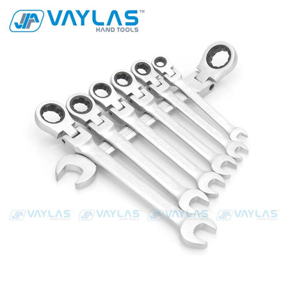 Chave Combinada Polida Fosca de 8-19mm com Cabeça Flexível, Catraca de 72 Dentes e Boca Fixa, Chave de Torque Alto para Reparos, Chaves Catraca